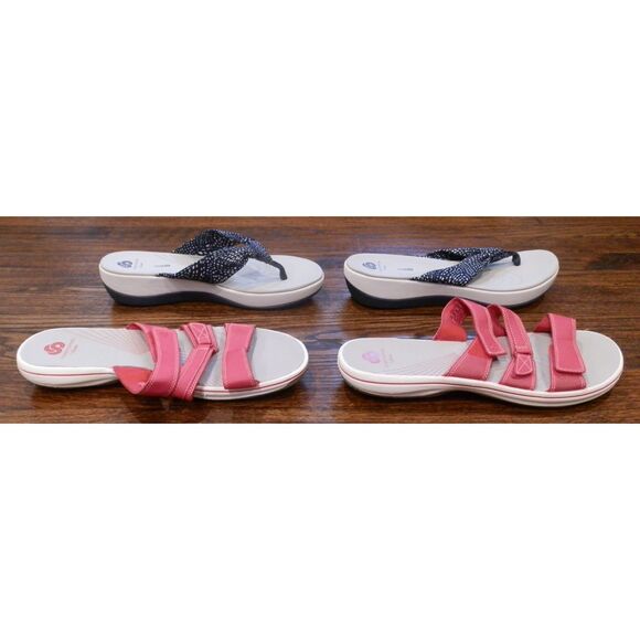 Clarks Cloudsteppers Cushioned Flip Flops Sandals Shoes 7 1/2 Lot of 2 NWOT - Picture 2 of 4